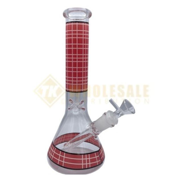 10.5" Checker Glass Beaker Water Pipe