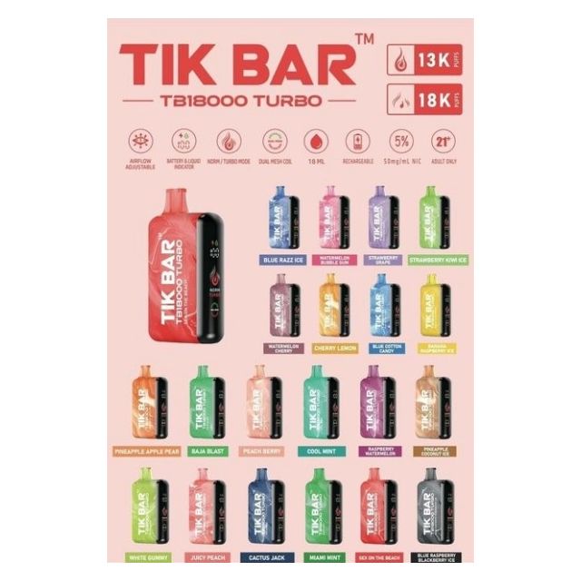 TIK BAR TB18000 Turbo Rechargeable Disposable