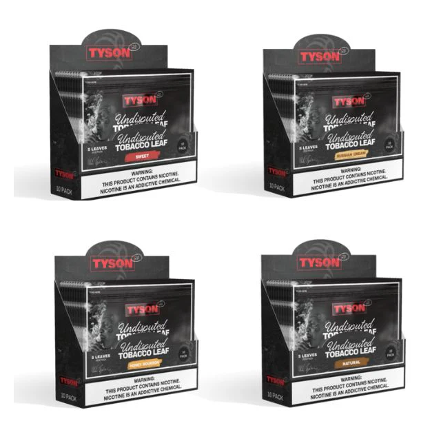 Tyson 2.0 Undisputed Tobacco Leaf Blunt Wraps (5 Leaves Per Pack) *Display of 10*