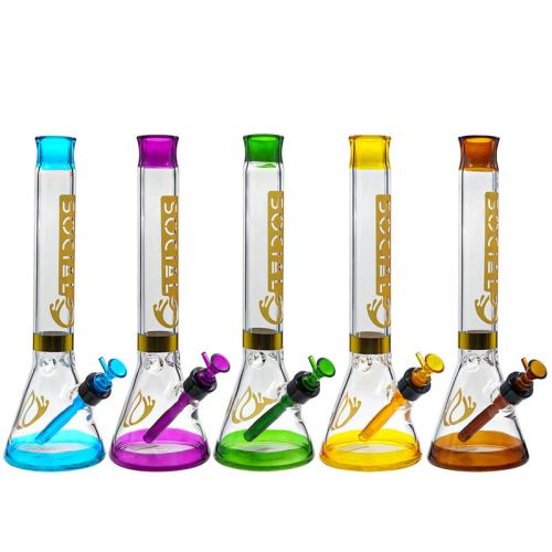 Social Glass CASTOR Gold-Foiled Beaker Waterpipe for wholesale and bulk pricing from Vape Wholesale USA