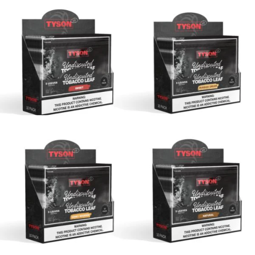 Tyson 2.0 Undisputed Tobacco Leaf Blunt Wraps (5 Leaves Per Pack) *Display of 10*