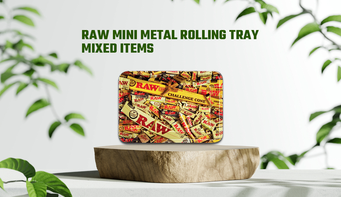 Raw Mini Metal Rolling Tray Mixed Items